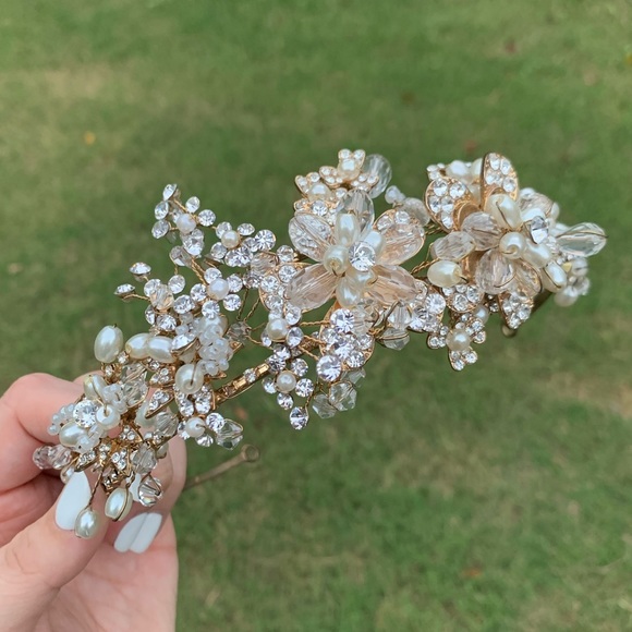 Rhinestone & Pearl Flower Crown - Picture 6 of 15